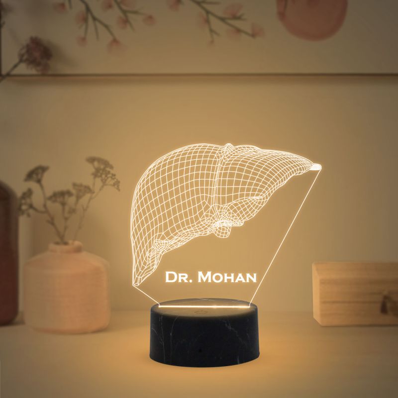 Personalized Led Lamp 3D Illusion Liver Night Light Gift for Hepatologists Doctor & Medical Student Warm White Light